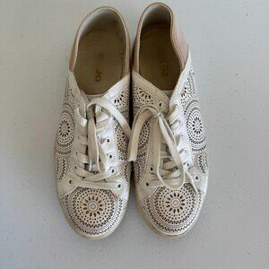 ALDO White Laser-Cut Lace-Up Sneakers | Mandala Pattern | Size 39 (US 8.5)